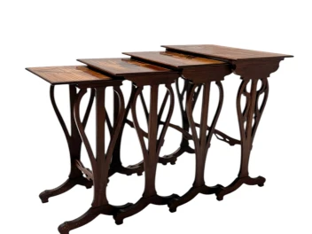 Art Nouveau Set of Four Nesting Tables by Emile Galle Nancy France, 1900s